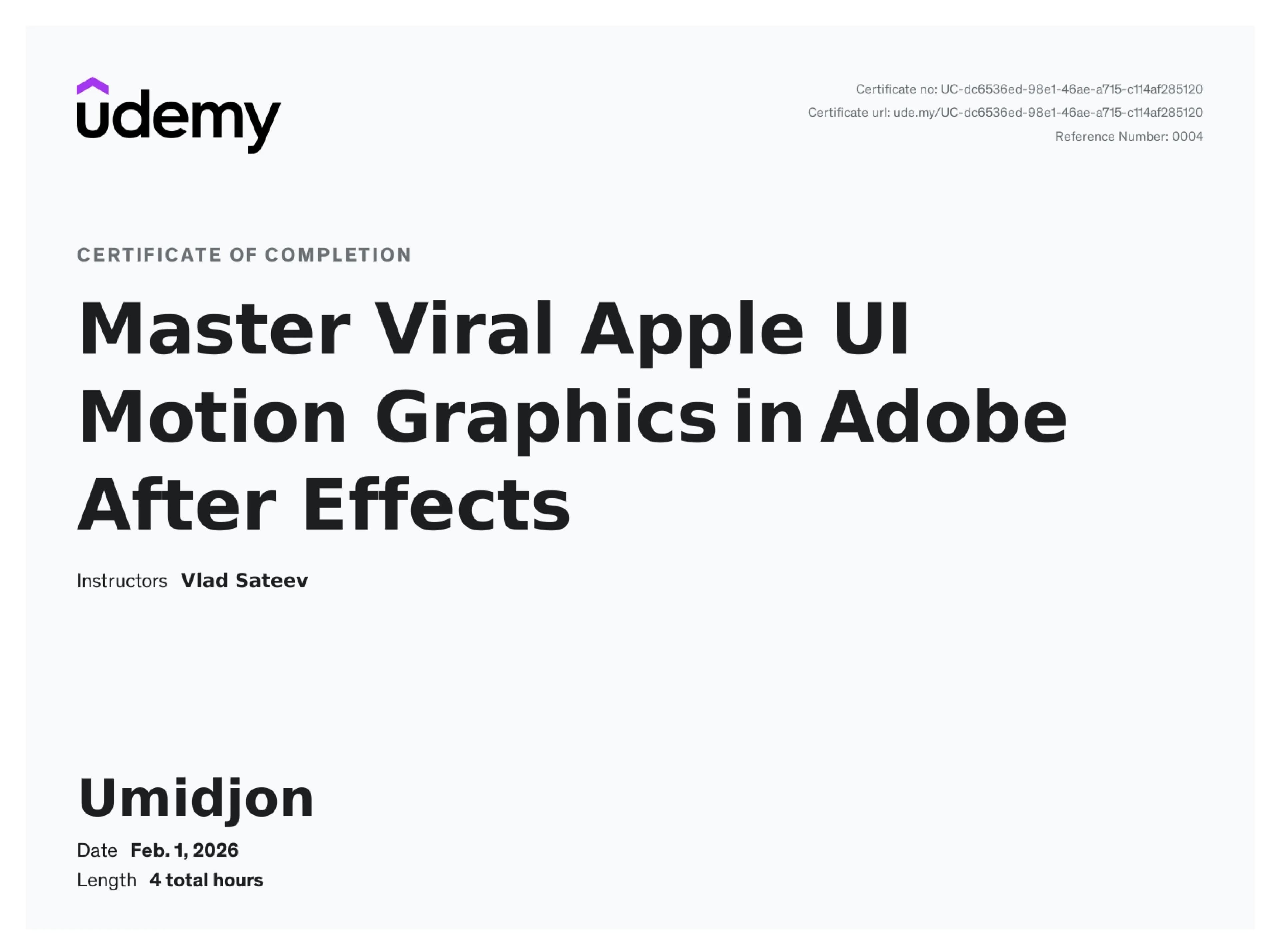 Certified Apple UI Motion Graphics Training